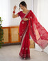 Vasthrlay Scalloped Embroidery Unstitched Lime Green Saree