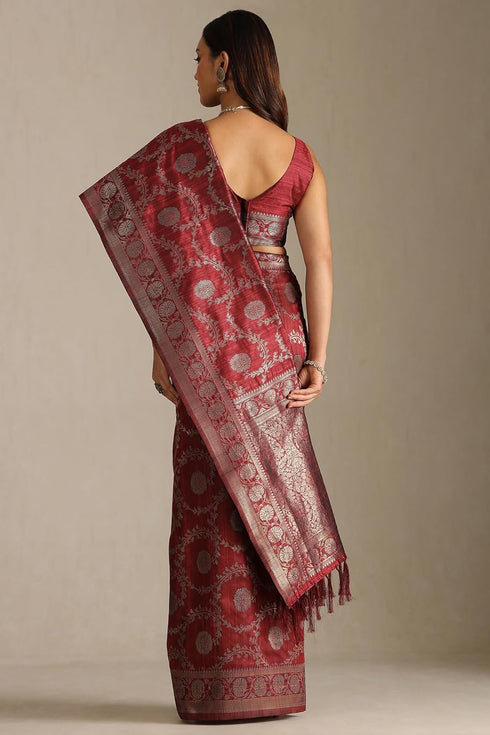 Vasthrlay Maroon Tussar Floral
