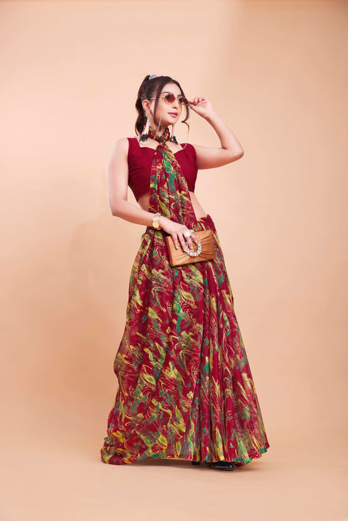 Vasthrlay Chiffon Unstitched Saree
