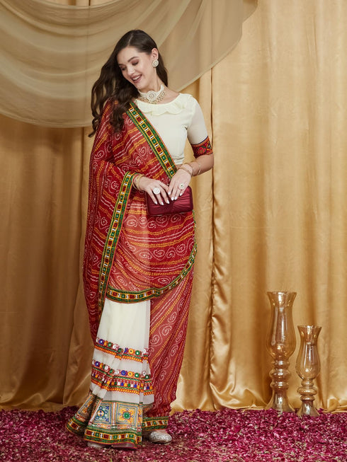 Vasthrlay Bandhani Embroidered Saree