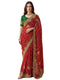 Vasthrlay Georgette Embroidery Red | Multi Saree With Green Unstitched Blouse Piece