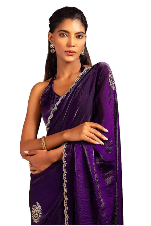 Vasthrlay Purple Organza Saree