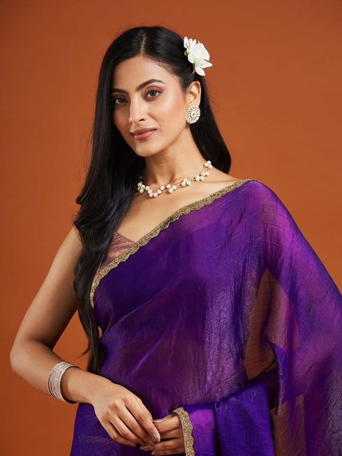Vasthrlay Lavender Chiffon Saree