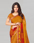 Vasthrlay Chiffon Tassels Unstitched Dark Green Saree