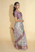 Vasthrlay Pink Geometric Print Polyester Saree With Dull Gold Zari Border And Unstitched Blouse Piece