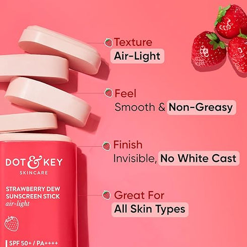 DOT & KEY Strawberry Dew Spf 50 Sunscreen Stick On|The|Go Spf 50 Pa+++