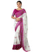 Vasthrlay Georgette Bandhani White And Pink Saree With Unstitched Blouse Piece