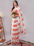 Vasthrlay White Printed Linen Saree With Unstitched Blouse Piece