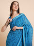 Vasthrlay Cotton Printed Mulmul Blue Saree