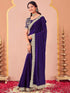 Vasthrlay Sequins Embroidery Unstitched Purple Saree