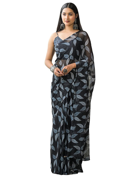 Vasthrlay Chiffon Bandhani Unstitched Olive Green Saree