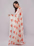 Vasthrlay White Printed Linen Saree With Unstitched Blouse Piece