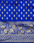Vasthrlay Womens Jacquard Dark Blue | Gold Saree With Unstitched Blouse Piece