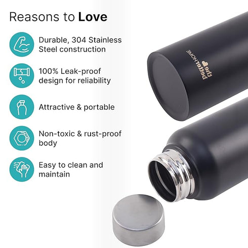 The Better Home Stainless Steel Bottle 1 Litre (Pack of 5)