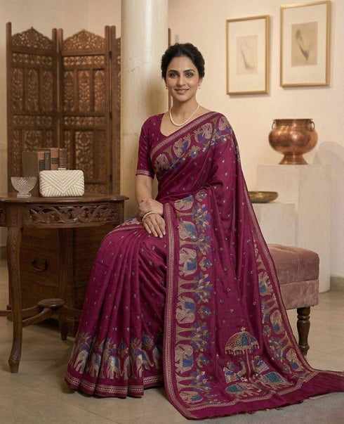 Vasthrlay Kalamkari Elephant Contrast