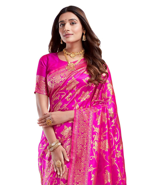 Vasthrlay Womens Jacquard Unstitched Wine Saree