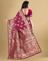 Vasthrlay Banarasi Jacquard Unstitched Red Saree