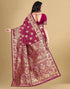 Vasthrlay Banarasi Jacquard Dark Pink Saree With Unstitched Blouse Piece