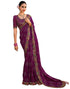Vasthrlay Georgette Scalloped Blue | Multicolour Saree With Unstitched Blouse Piece