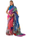 Vasthrlay Womens Printed Unstitched White Saree
