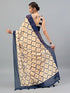 Vasthrlay Peach Brown Faux Georgette Ethnic Geometric Printed Saree With Unstitched Blouse