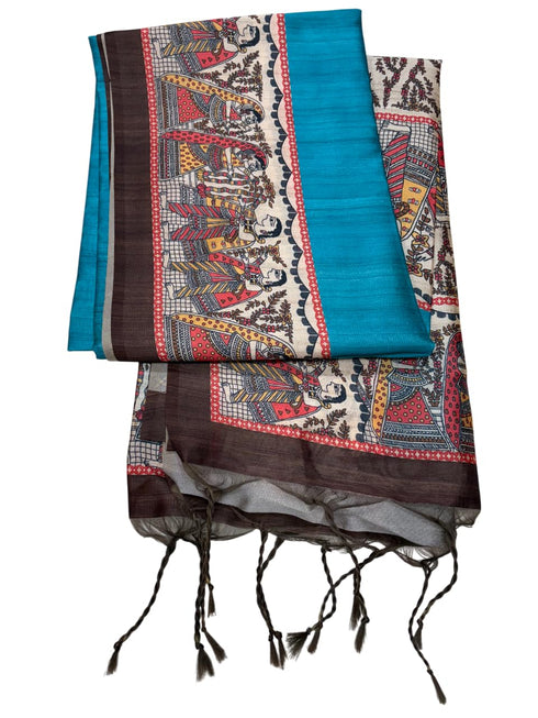 Vasthrlay Tussar Ghicha Traditional Kalamkari Madhubani