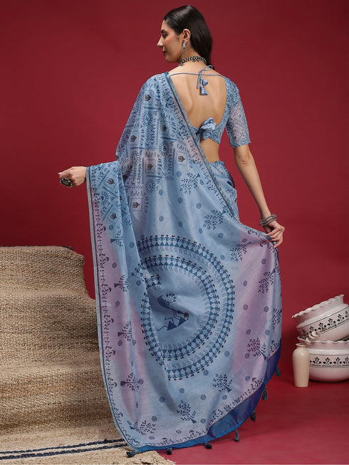 Vasthrlay Madhubani Printed Unstitched Hs Ethnic Wear