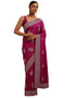 Vasthrlay Fuchsia Tussar Embroidered