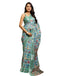 Vasthrlay Womens Printed Unstitched White Saree