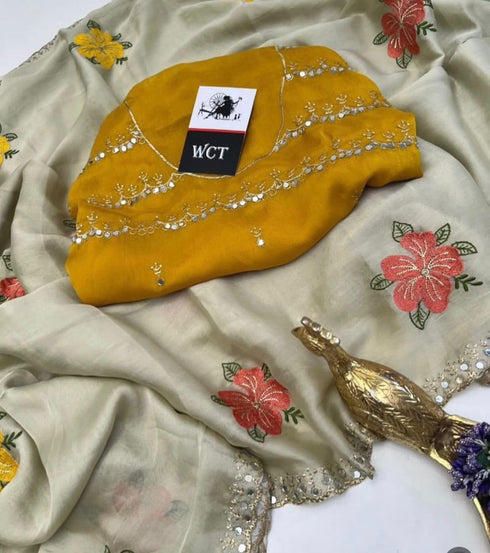 Vasthrlay Vichitra Embroidery Brown Black