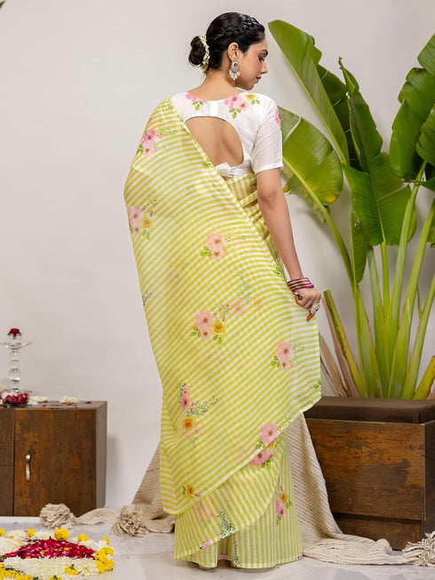 Vasthrlay Printed White1 White Saree