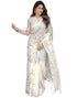Vasthrlay Womens Printed Off-White Saree With Unstitched Blouse Piece