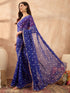 Vasthrlay Vasthrlaywomensbluegeorgettebandhaniprintembroideredlaceworksareewithunstitchedblousepiece Sareeforwoman Designersareeforwomen Tr Ethnic Wear