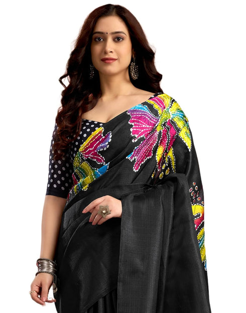 Vasthrlay Womens Printed Unstitched White Saree