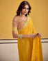 Vasthrlay Georgette Embroidery Yellow Saree With Unstitched Blouse Piece