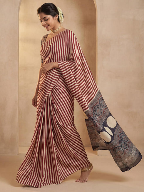 Vasthrlay Maroon Malgudi Printed Ethnic Wear