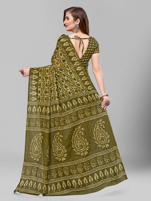 Vasthrlay Cotton Printed Mulmul Saree