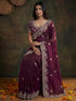 Vasthrlay Scalloped Embroidery Unstitched Dark Green Saree