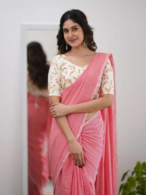 Vasthrlay Handloom Printed Unstitched Purple Ethnic Wear