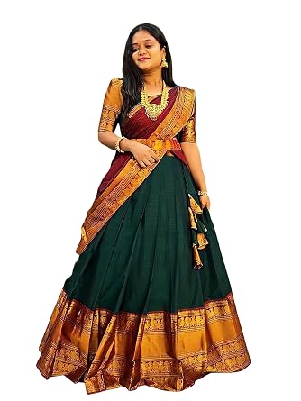 Vasthrlay South Indian Traditional Unstitched Narayanpet Half Sareee