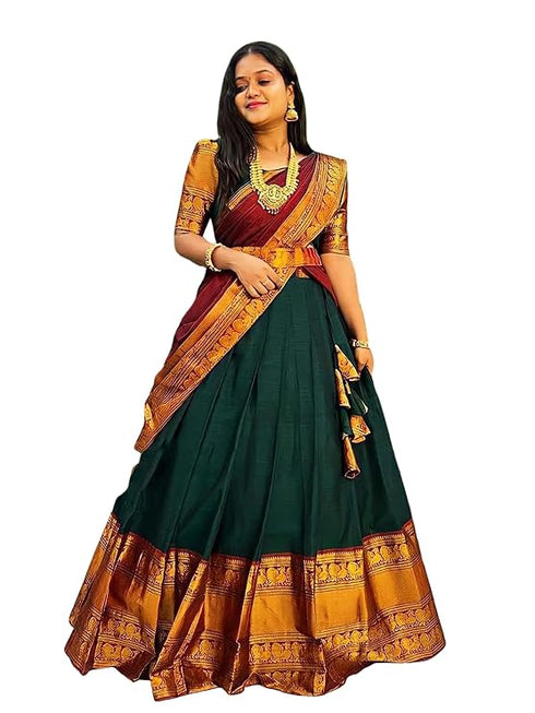 Vasthrlay South Indian Traditional Unstitched Narayanpet Half Sareee