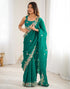 Vasthrlay Scalloped Embroidery Unstitched Red Saree