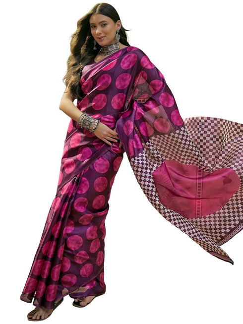 Vasthrlay Womens Printed Unstitched Beige Saree