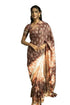 Vasthrlay Maroon Abstract Print Polyester Saree With Antique Zari Border And Unstitched Blouse Piece