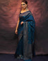 Vasthrlay Banarasi Kanjivaram Unstitched Teal Saree