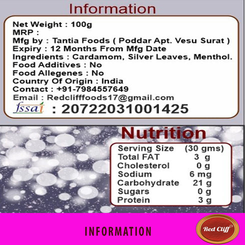 Red Cliff Pure Silver Coated Elachi-Silver Varq Coated