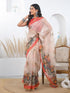 Vasthrlay Bandhani Embroidery Unstitched White Saree