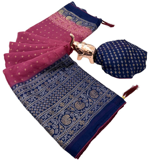 Vasthrlay Georgette Contrast Darkblue