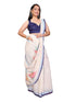 Vasthrlay Cream White Digital Print Linen Ready To Wear Saree For Women