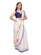 Vasthrlay Cream White Digital Print Linen Ready To Wear Saree For Women